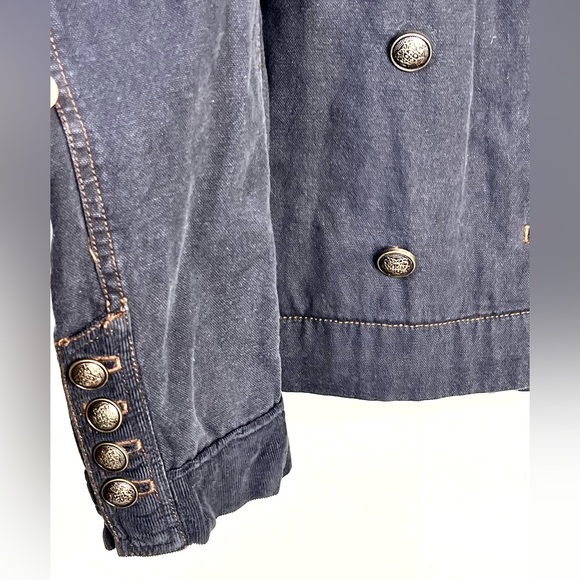 FP We The FreeNavy Double-Breasted Jacket with Brass Buttons SZ.Sm. NWT #122 - Picture 5 of 7